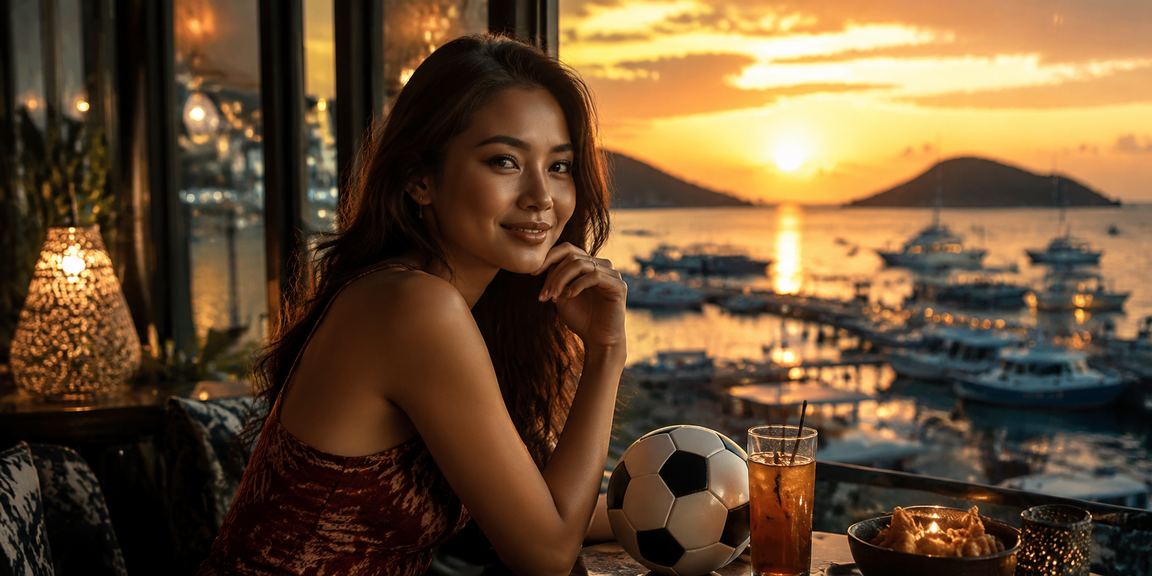 Suasana betting dan kasino online di kafe Vietnam pada malam hari