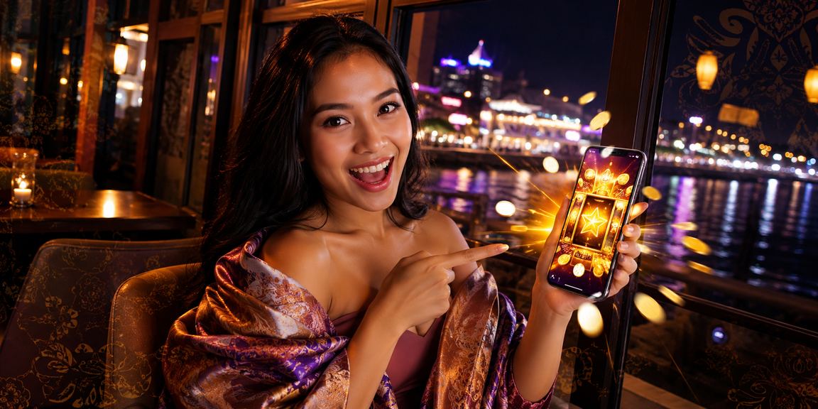 Pengguna mengecek promosi sensasi777 sambil minum kopi di kafe Vietnam